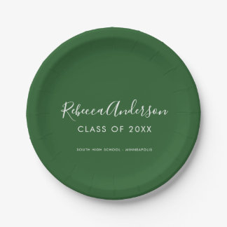 Prato De Papel Roteiro de Graduado Minimalista Moderno Verde Escu