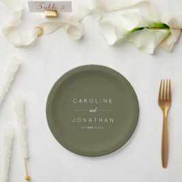 Prato De Papel Roteiro Minimalista Moderno Casamento Personalizad