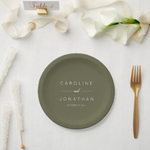 Prato De Papel Roteiro Minimalista Moderno Casamento Personalizad