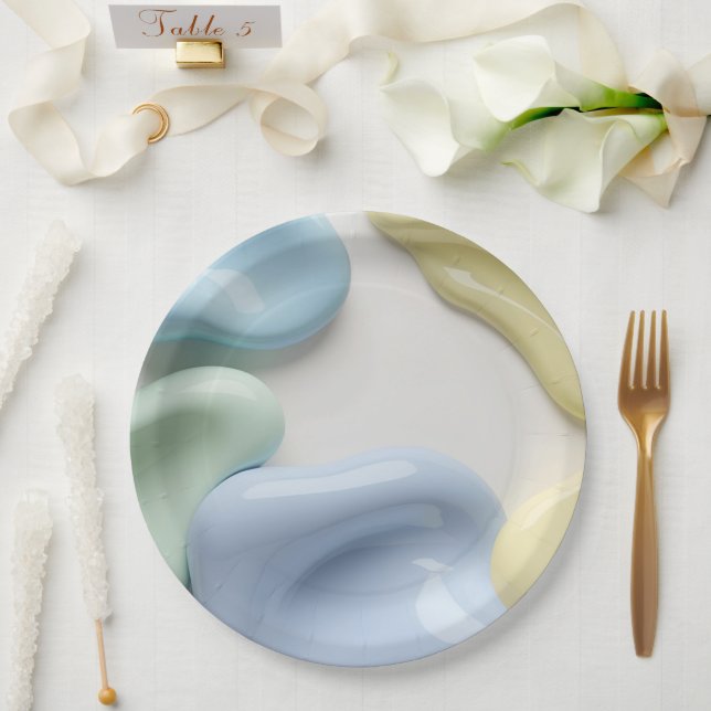 Prato De Papel Round paper plate in stylish abstract graphic (Casamento)