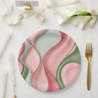Prato De Papel Round paper plate in stylish abstract graphic