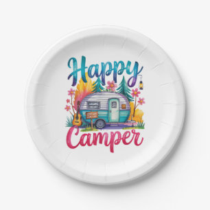 Prato De Papel Roupa de Acampamento Divertida Feliz Reboque de Ro