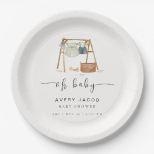 Prato De Papel Roupas de Chá de fraldas de Boho Minimalistas Neut