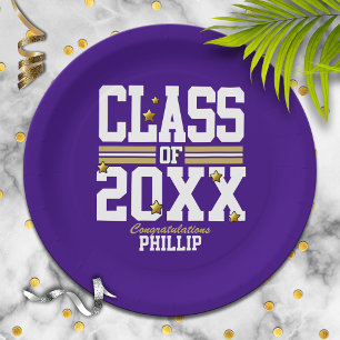 Prato De Papel Roxo Ano de Classe de Formatação Dourada
