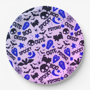 Prato De Papel Roxo, Azul e Negro, Bonito e Divertido