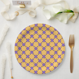 Prato De Papel Roxo e Amarelo Geo