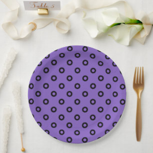 Prato De Papel Roxo e Preto Geo