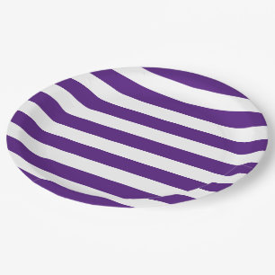 Prato De Papel Roxo e tiras brancas grossas e em negrito
