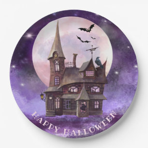 Prato De Papel Roxo Halloween Bats Huneen Cheia