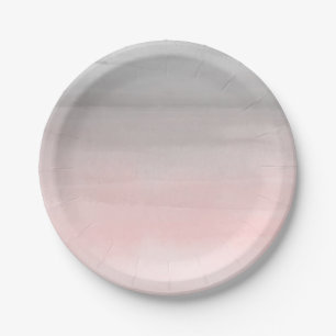Prato De Papel Roxo Moderno Tom de Rosa Bege em Aquarela Chic