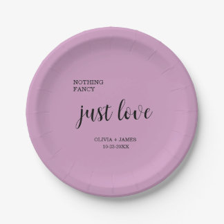 Prato De Papel Roxo Nada Chique Apenas Amor Casamento