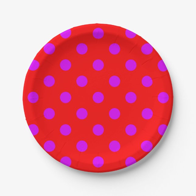 Prato De Papel Roxo no Red Bolinhas Pattern Design (Frente)