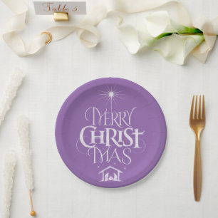 Prato De Papel Roxo religioso do giz da caligrafia do Feliz Natal