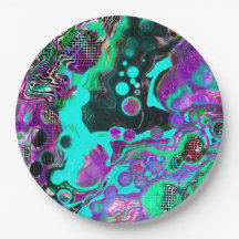 Roxo, Teal, Azul, Abstrato fluido Colorido Preto