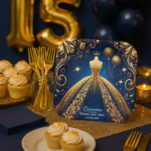 Royal Quinceañera, Dourado e Marinho Tema da Princ