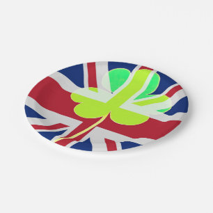 Prato De Papel Rua de Clover da Irish British Flag Shamrock