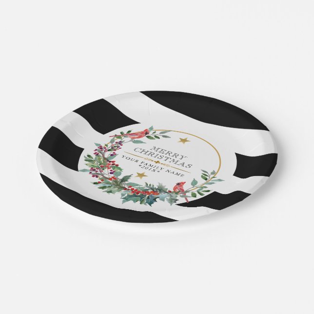 Prato De Papel Rua de Natal do Cardeal Vermelho sob aquarelas mod (Inclinado)