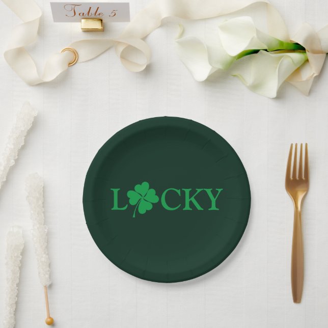 Prato De Papel Rua de Shamrock, Lucky Green Clover. (Casamento)