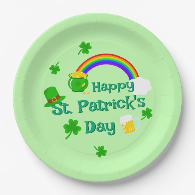 Prato De Papel Rua do dia de Patrick Shamrock Pote do Dourado Nó  (Frente)