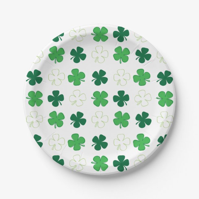 Prato De Papel Rua. Patrick Day Irish Green Shamrocks (Frente)