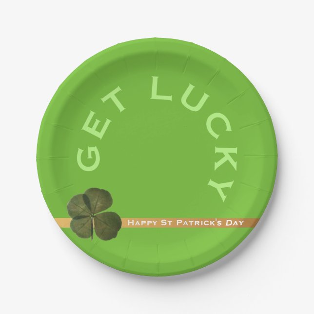 Prato De Papel Rua Patrick Real 4 Leaf Clover Consiga Lucky Green (Frente)