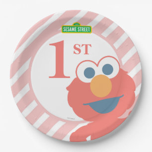 Prato De Papel Rua Sésamo Elmo - Pasta de papel de aniversári