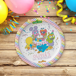 Prato De Papel Rua Sésamo Primeiro aniversário do bebê