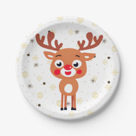Prato De Papel Rudolph Red Nose ReindePaper Plate