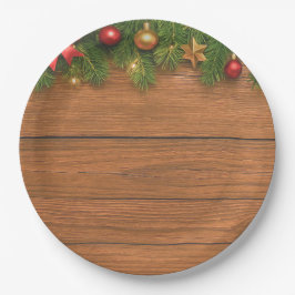 Prato De Papel Rustic Christmas Paper Plate – Festive Holiday