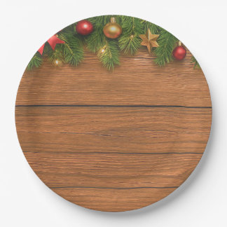 Prato De Papel Rustic Christmas Paper Plate – Festive Holiday