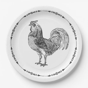 Prato De Papel Rustic Country Rooster