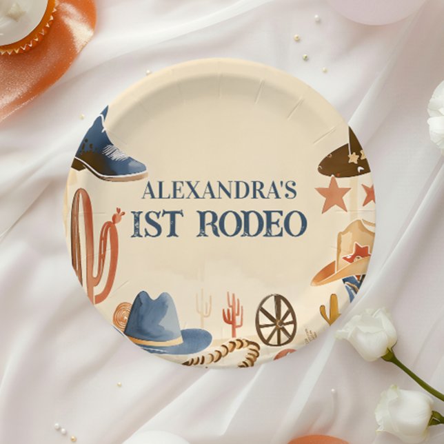 Prato De Papel Rustic Cowboy Boots 1st Birthday (Criador carregado)