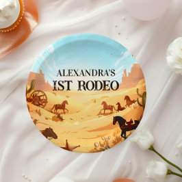 Prato De Papel Rustic Cowboy Rodeo 1st Birthday Celebration