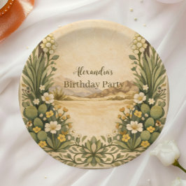 Prato De Papel Rustic Desert Botanicals Birthday