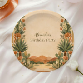 Prato De Papel Rustic Desert Florals Birthday