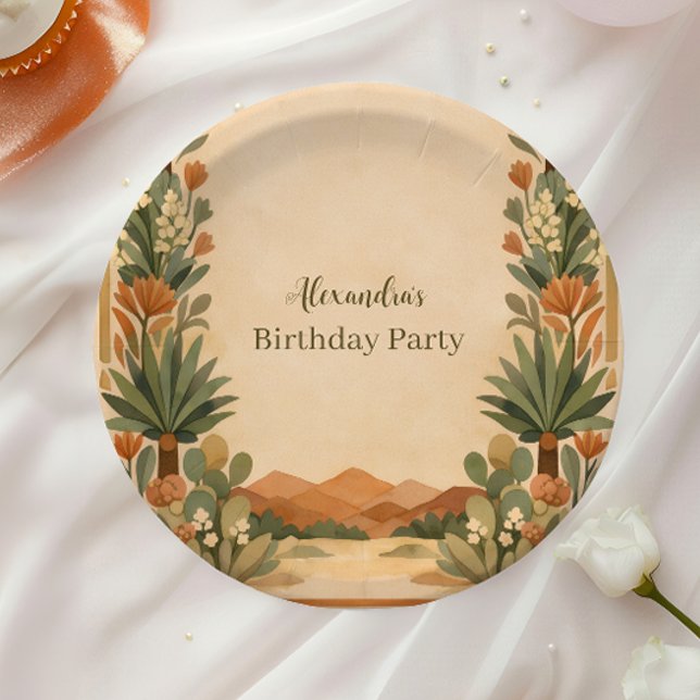 Prato De Papel Rustic Desert Florals Birthday (Criador carregado)