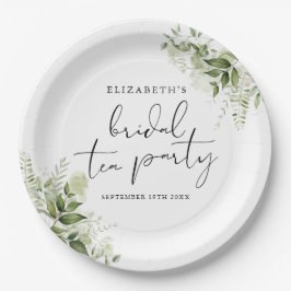 Prato De Papel Rustic Greenerant - Script Elegante Bridal Tea Par
