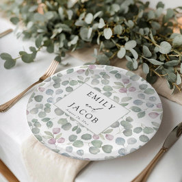 Prato De Papel Rustic greenery Eucalyptus paper plate