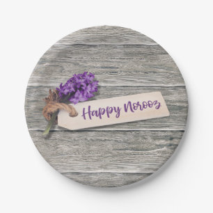 Prato De Papel Rustic Happy Noroz Hyacinth - Placa de Papel