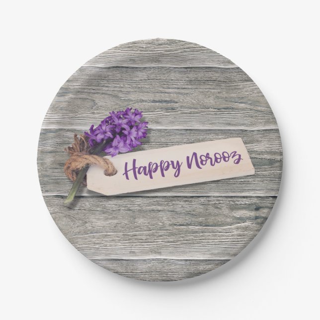 Prato De Papel Rustic Happy Noroz Hyacinth - Placa de Papel (Frente)