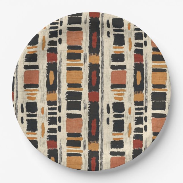 Prato De Papel Rustic Mudcloth Geometric Pattern (1) (Frente)