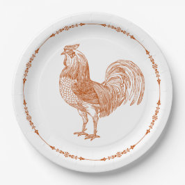 Prato De Papel Rustic Red Country Rooster