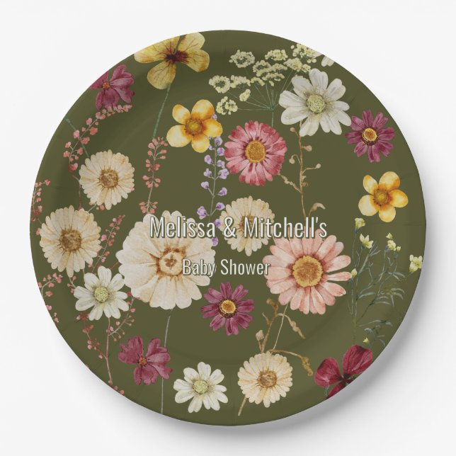 Prato De Papel Rustic Sage Green Wildflower (Frente)