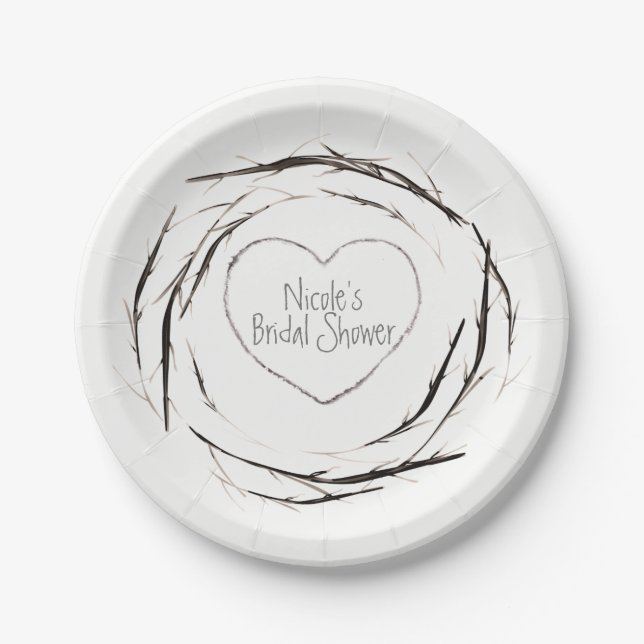 Prato De Papel Rustic Sticks Twigs Ramificações Wreath Custom Par (Frente)