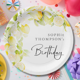 Prato De Papel Rustic watercolor lemons birthday