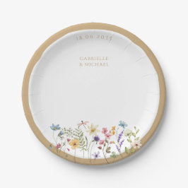 Prato De Papel Rustic Watercolor Wildflower Wedates Plates