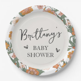 Prato De Papel Rustic Wildflower Gênero Chá de fraldas neutro