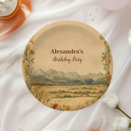 Prato De Papel Rustic Wildflower Mountain Birthday