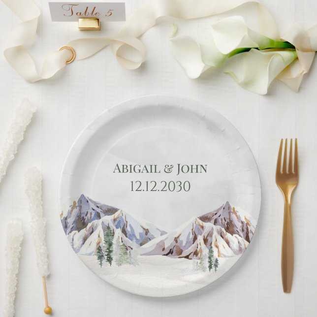 Prato De Papel Rustic Winter Forest Mountain Wedding (Casamento)