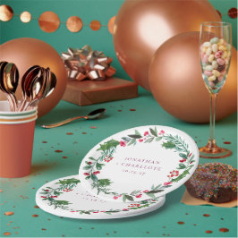 Prato De Papel Rustic Winter Poinsettia Red Christmas Wedding